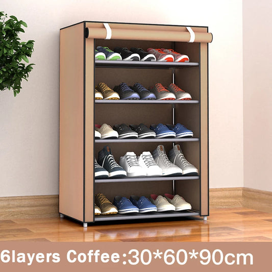 Waterproof Shoe Storage Rack – 6-Tier Organizer Cabinet with Dustproof Cover