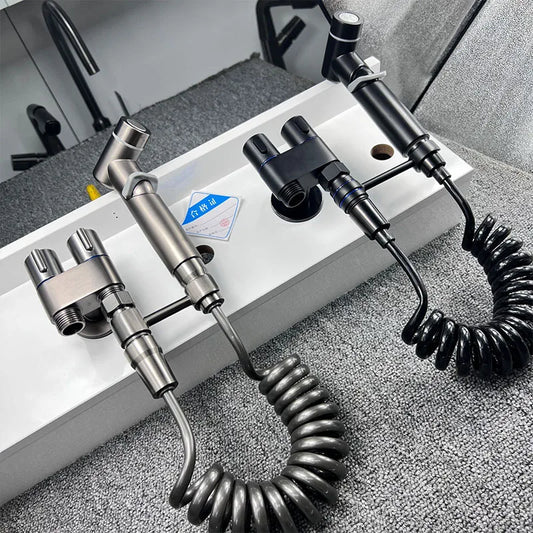 Stainless Steel Handheld Bidet Sprayer with Double Outlet Faucet