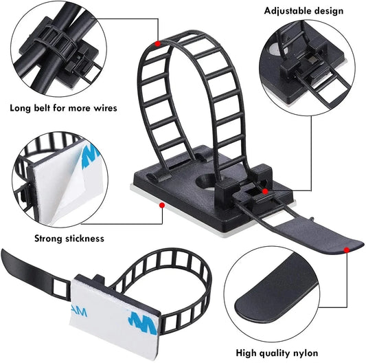 Adjustable Self-Adhesive Cable Winder Clip