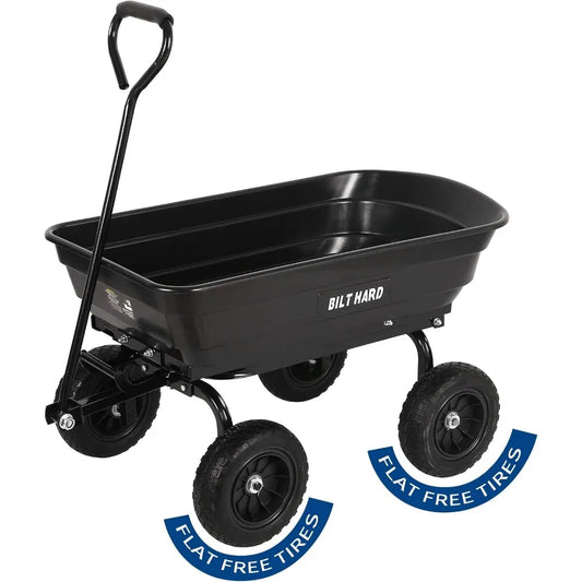 4 Cu.Ft. Poly Yard Dump Cart – 10" No-Flat Tires, 600 lbs Capacity