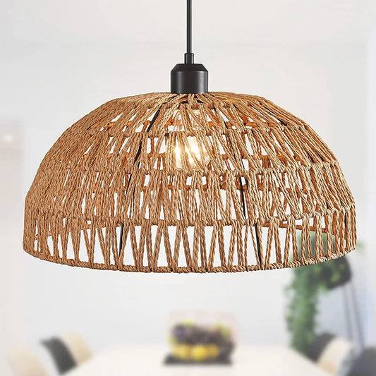 Japanese-Style Hemp Rope Pendant Light
