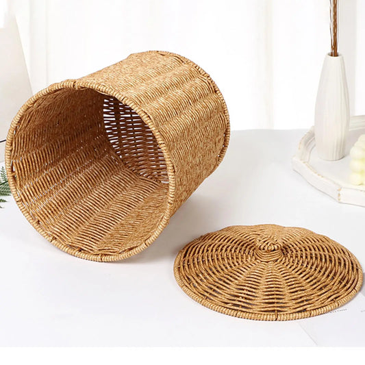Handwoven Laundry Storage Basket with Lid