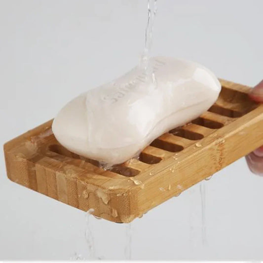 Natural Bamboo Soap Box with Drain Tray