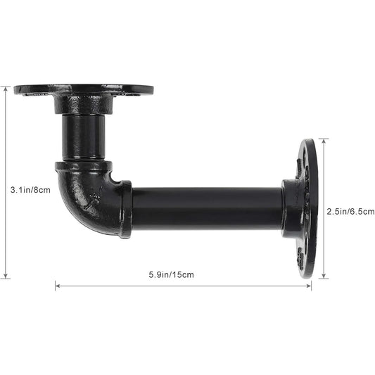 Industrial Iron Pipe Shelf Brackets (4-Pack)