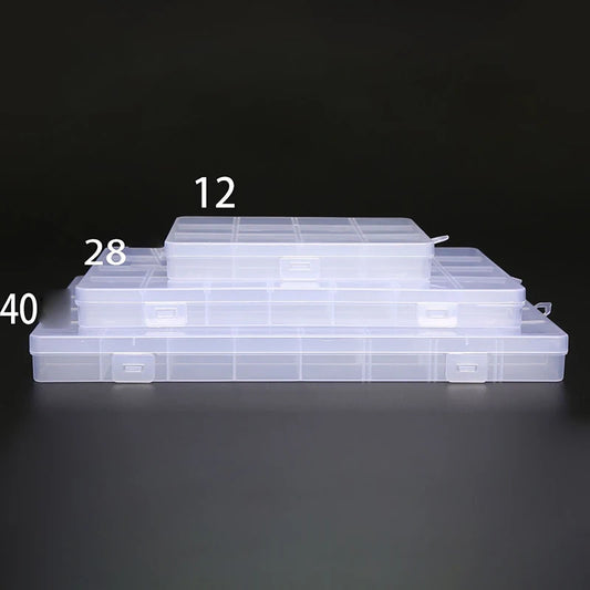 Portable Transparent Storage Box โ 40/12/28 Grid Plastic Organizer with Cover for Jewelry & Small Parts