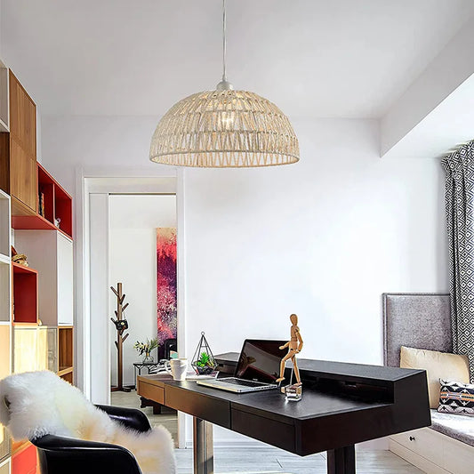 Japanese-Style Hemp Rope Pendant Light