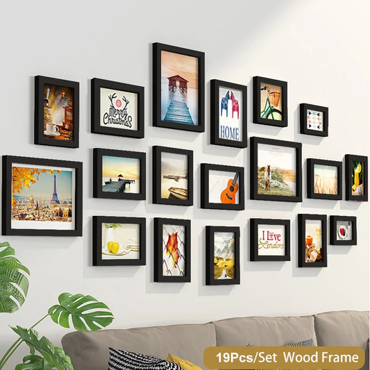 14/19-Piece Wooden Photo Frame Set