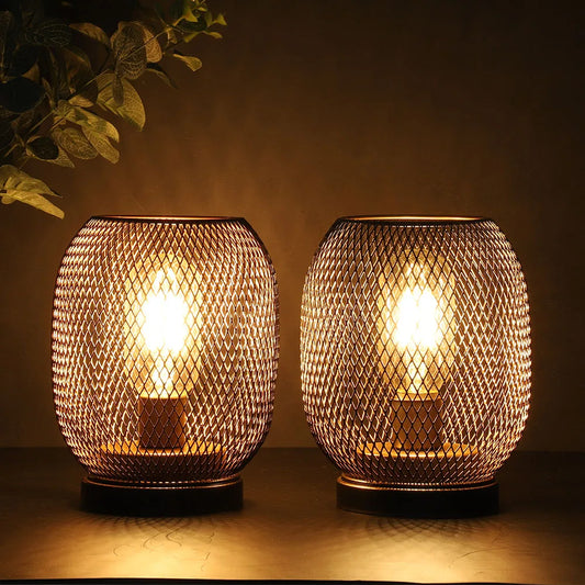 2Pcs Metal Cage Table Lamps