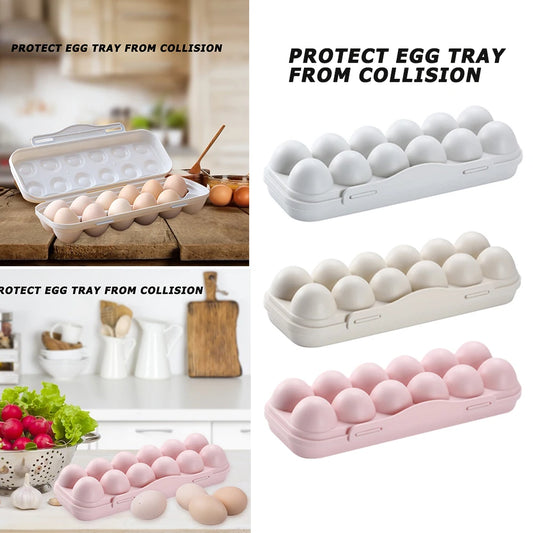 12-Grid Egg Storage Box – Portable Egg Carrier for Fridge, Camping & Travel