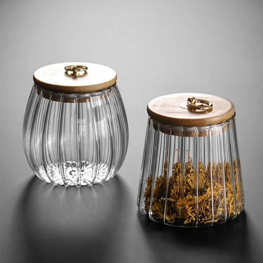 Glass Airtight Food Storage Jar with Wooden Lid