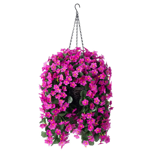 Faux Hanging Flower Basket – Silk Fuchsia Trailing Orchid Outdoor Decor