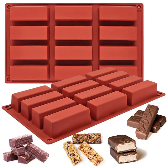 Rectangle Silicone Candy & Chocolate Bar Mold – 12 Cavity