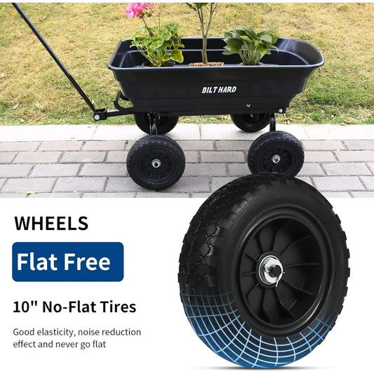 4 Cu.Ft. Poly Yard Dump Cart – 10" No-Flat Tires, 600 lbs Capacity