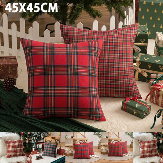 45x45cm Christmas Tartan Plaid Pillow Cover