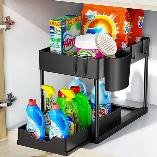 2-Tier Under-Sink Sliding Cabinet Organizer