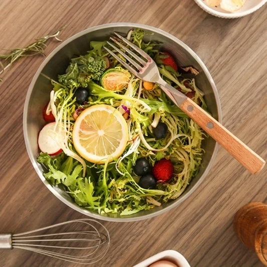 Double-Layer Stainless Steel Bowl – Insulated Salad, Fruit & Noodle Bowl