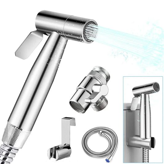 Stainless Steel Handheld Bidet Shower with 2-Way Diverter & Hose