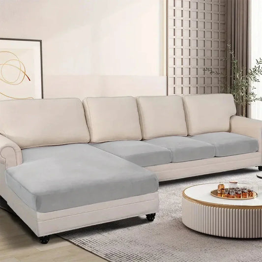 Velvet Sofa Cushion Covers – Soft Stretch Plush Couch Slipcovers