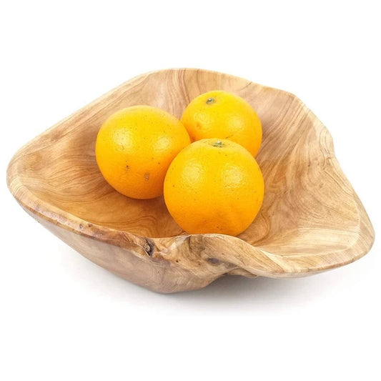Hand-Carved Wooden Fruit & Salad Bowl โ Natural Root Wood (15โ19cm)