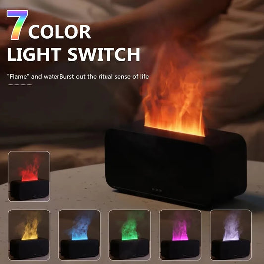 Flame Aroma Diffuser & Humidifier – 7-Color LED Essential Oil Diffuser