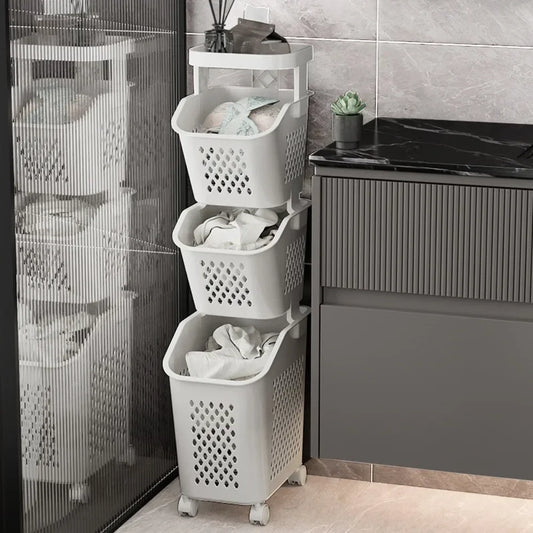 Multilayer Rolling Laundry Storage Basket