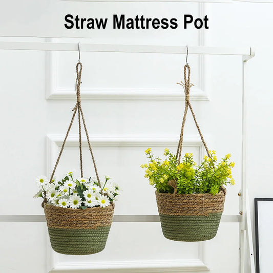 Macrame Hanging Planter Basket – Jute Rope Woven Flower Pot Holder