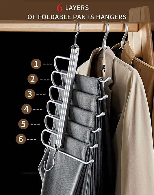 6-Layer Aluminum Pants Organizer Hanger