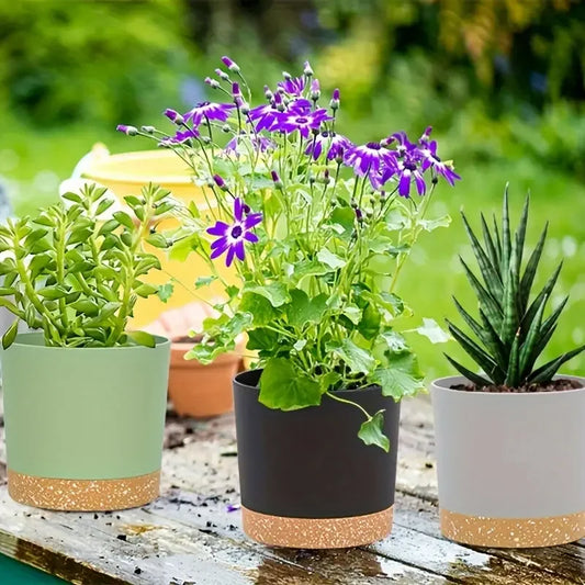 2pcs 4.7-inch Flower Pot Set โ Indoor & Outdoor Plant Pots with Drainage Holes and Removable