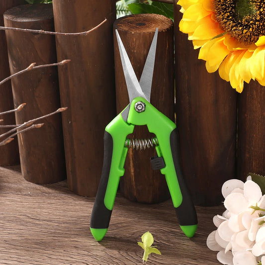 1 Set 6.5-Inch Garden Pruning Shears – Non-Slip, Labor-Saving Stainless Steel Flower & Branch Scissors