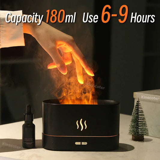 Kinscoter Aroma Diffuser & Ultrasonic Humidifier – LED Flame Lamp