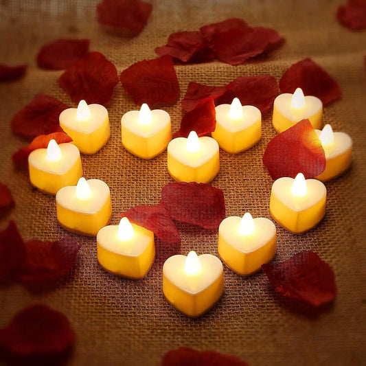 24pcs Heart-Shaped LED Flameless Tealight Candles