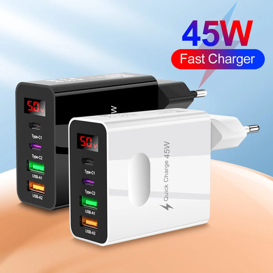 45W USB Type-C Fast Charger with Digital Display