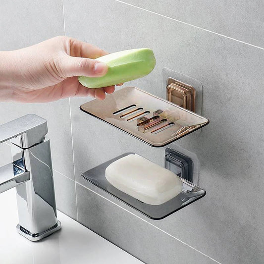 Transparent Wall-Mounted Drain Soap Holder