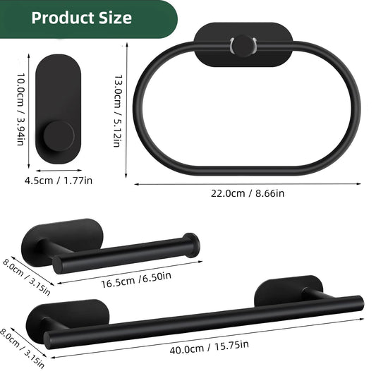 No-Drill Stainless Steel Bathroom Accessory Set