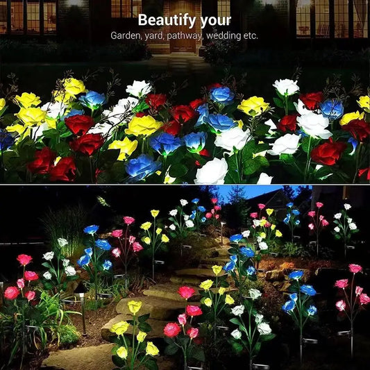 5-Head Solar Rose Garden Lights โ Outdoor Decorative Lawn & Patio Lamp