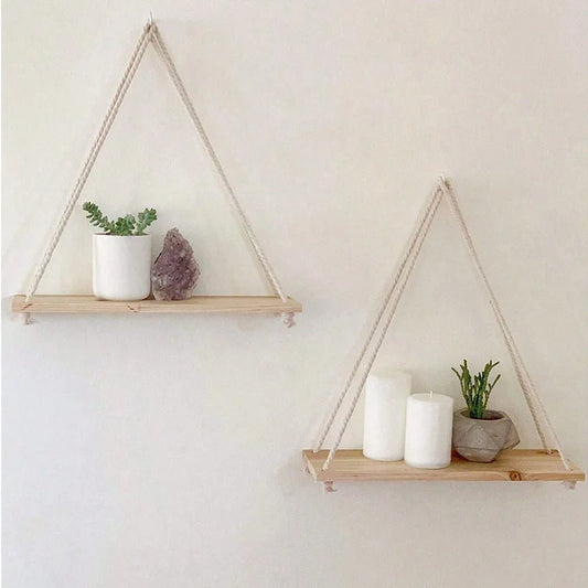 Wooden Swing Rope Hanging Shelf