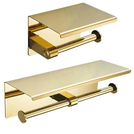 Gold Wall-Mounted Multifunctional Toilet Paper & Towel Holder