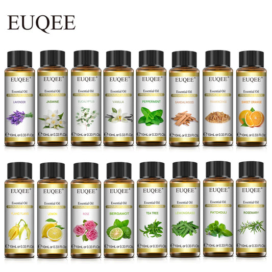 EUQEE 10ml Natural Plant Essential Oil – Diffuser & Humidifier Oil with Dropper