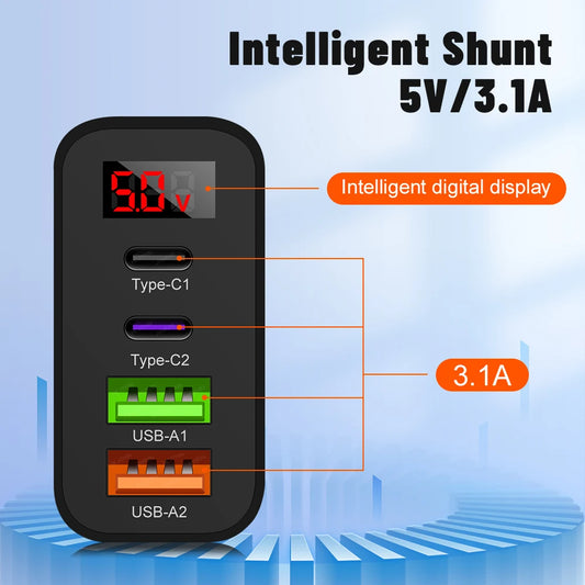 45W USB Type-C Fast Charger with Digital Display