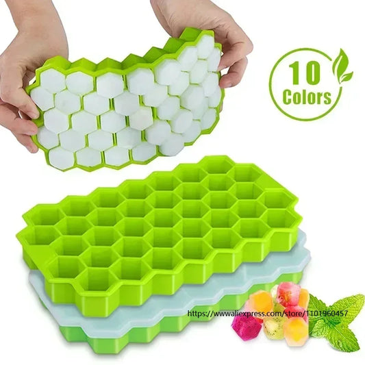 Honeycomb Silicone Ice Cube Tray โ 37-Grid Easy Release Ice Maker