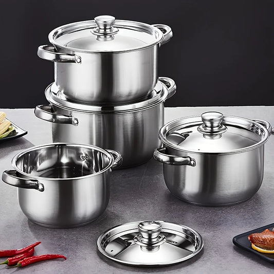 4-Piece Stainless Steel Cooking Pot Set – Large Capacity