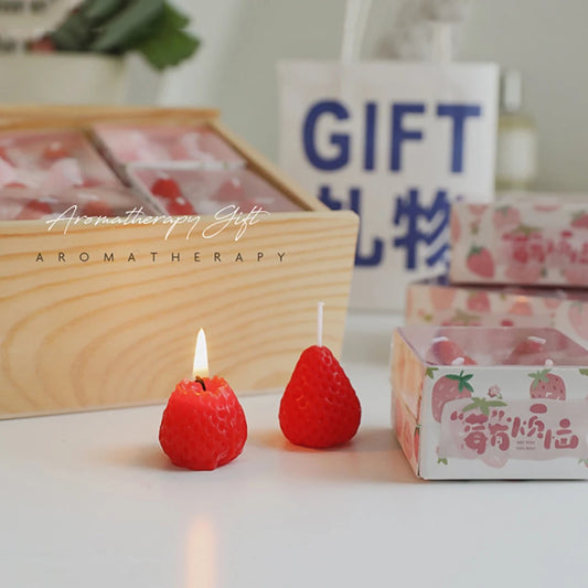 Strawberry Scented Soy Wax Candle – Creative Cake Design Gift Candle