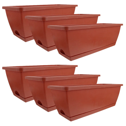 6pcs Large Rectangular Balcony Planting Pots – Plastic Flower & Succulent Planters for Garden & Indoor Use