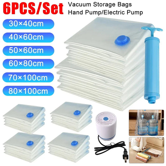 6PCS Vacuum Compression Storage Bags