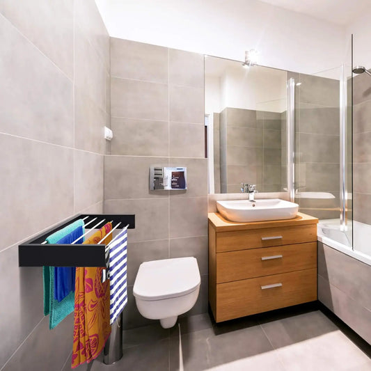 80cm Wall-Mounted Laundry Drying Rack – 5 Rods