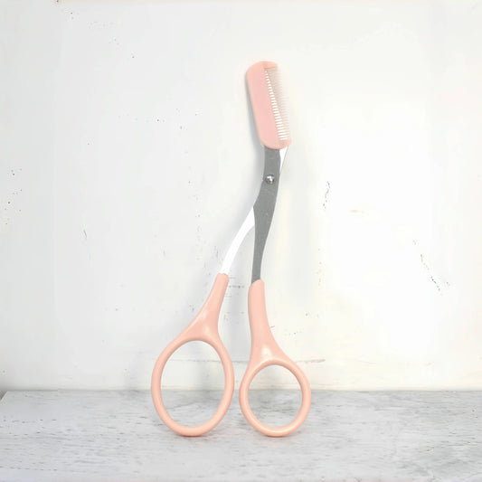 Pink Eyebrow Trimming Scissors with Comb
