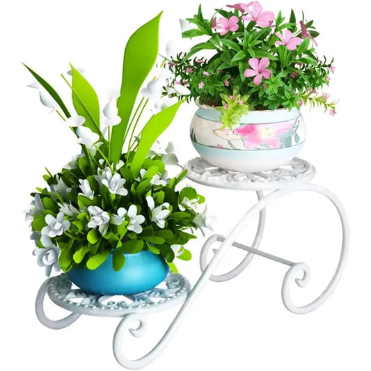 2-Tier White Indoor Plant Stand – Cute & Elegant Flower Display Rack