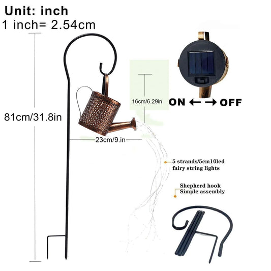 Solar Watering Can Garden Light