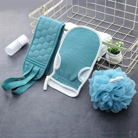3-Piece Exfoliating Bath Set – Loofah, Glove & Washcloth