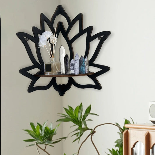 Wooden Lotus Hollow Wall Shelf
